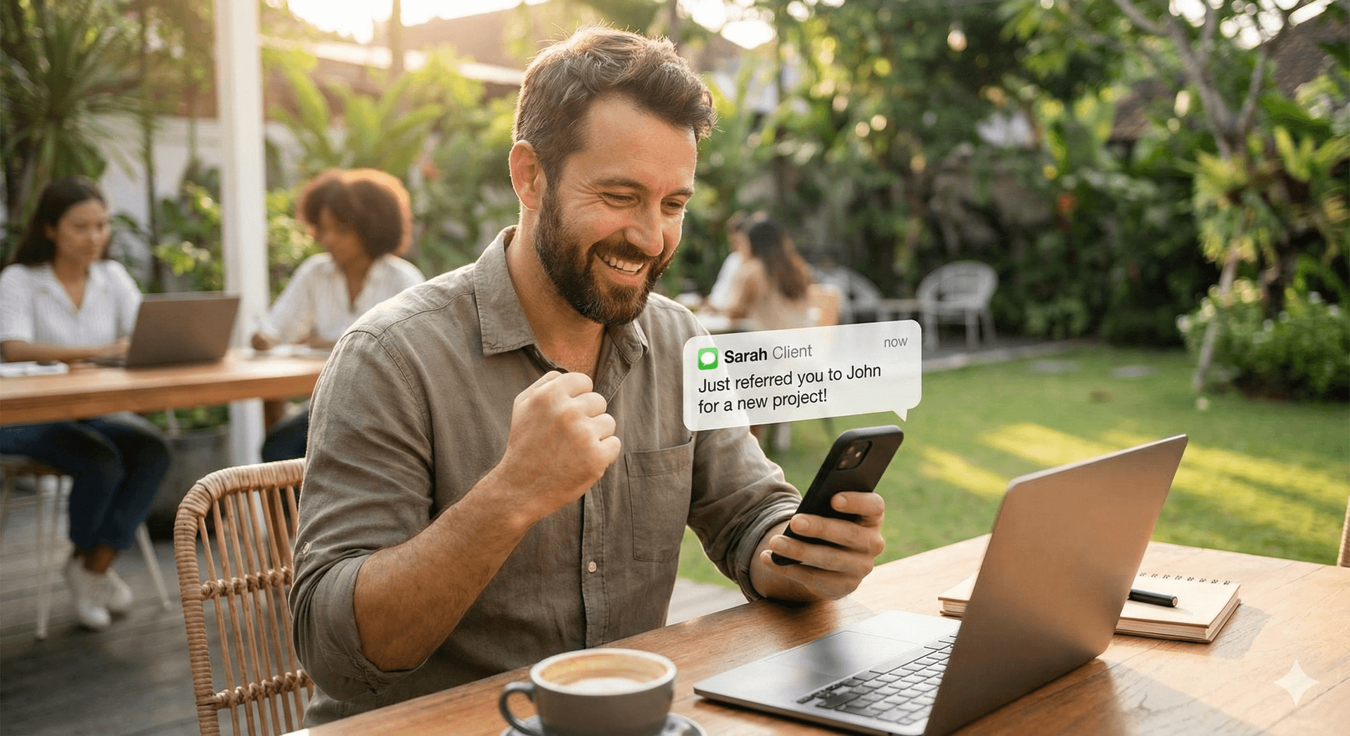 Freelancer collecting client testimonials and referrals