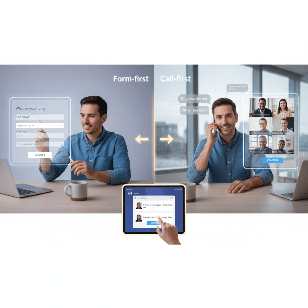 Freelancer comparing form-first onboarding vs call-first onboarding for new clients