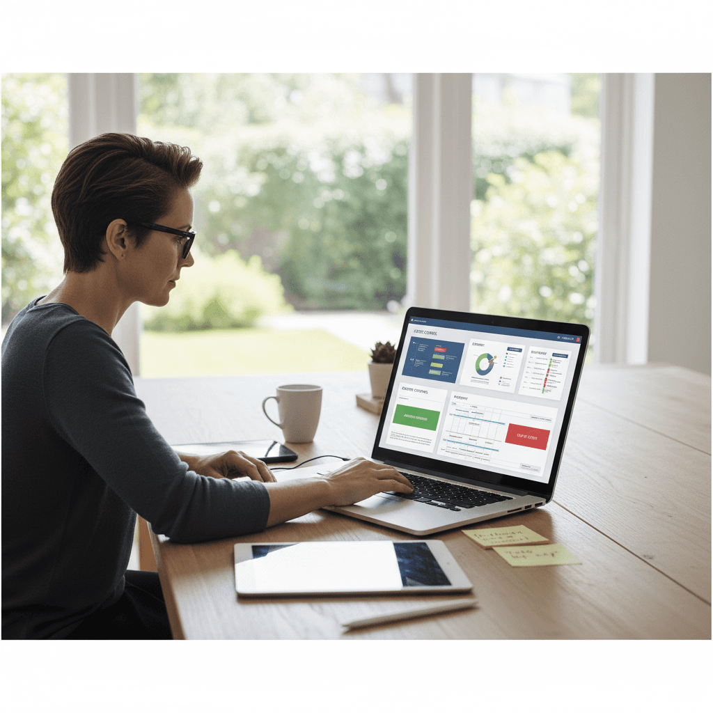 Freelancer managing project revisions on a laptop