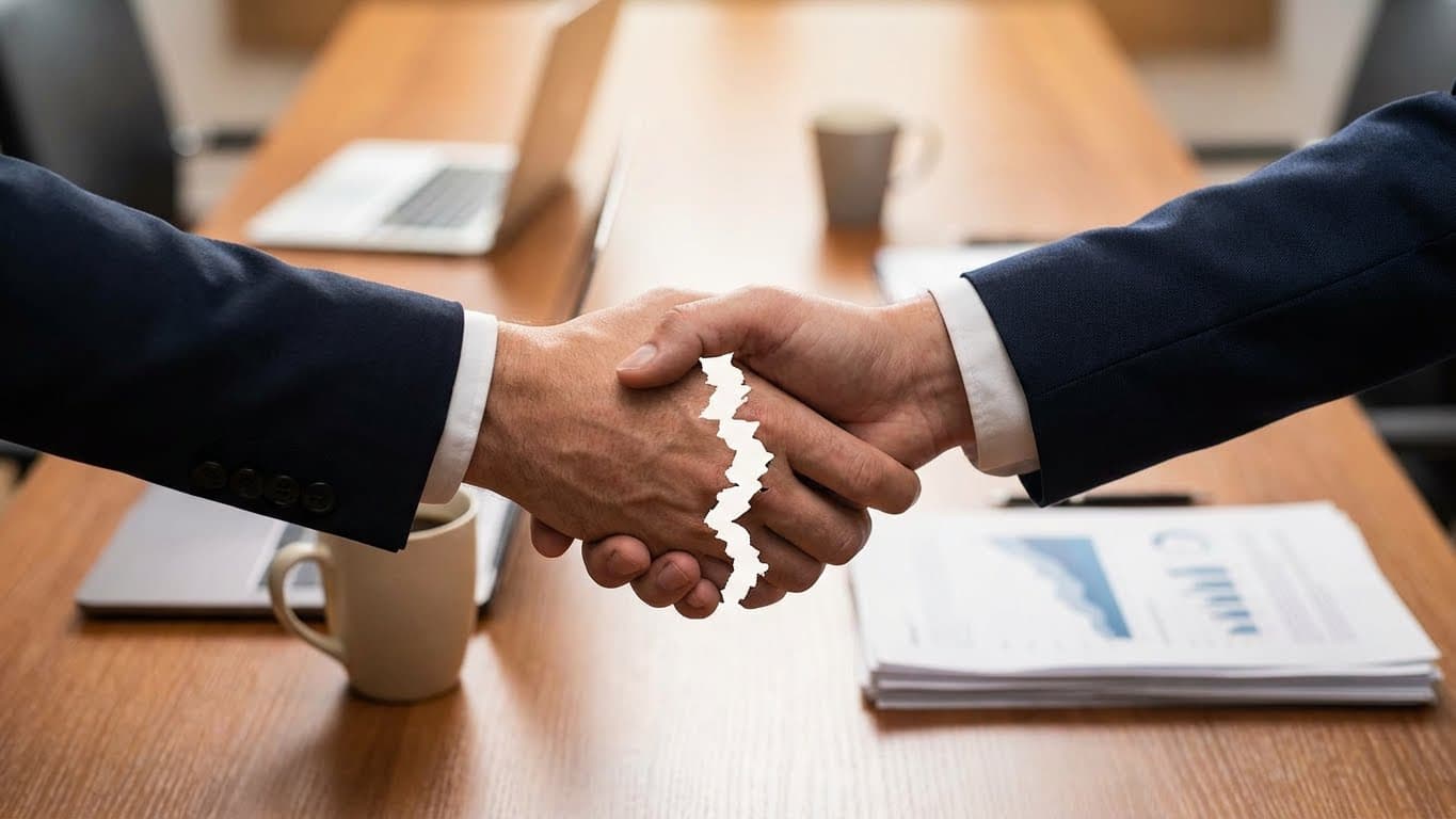 A handshake breaking apart