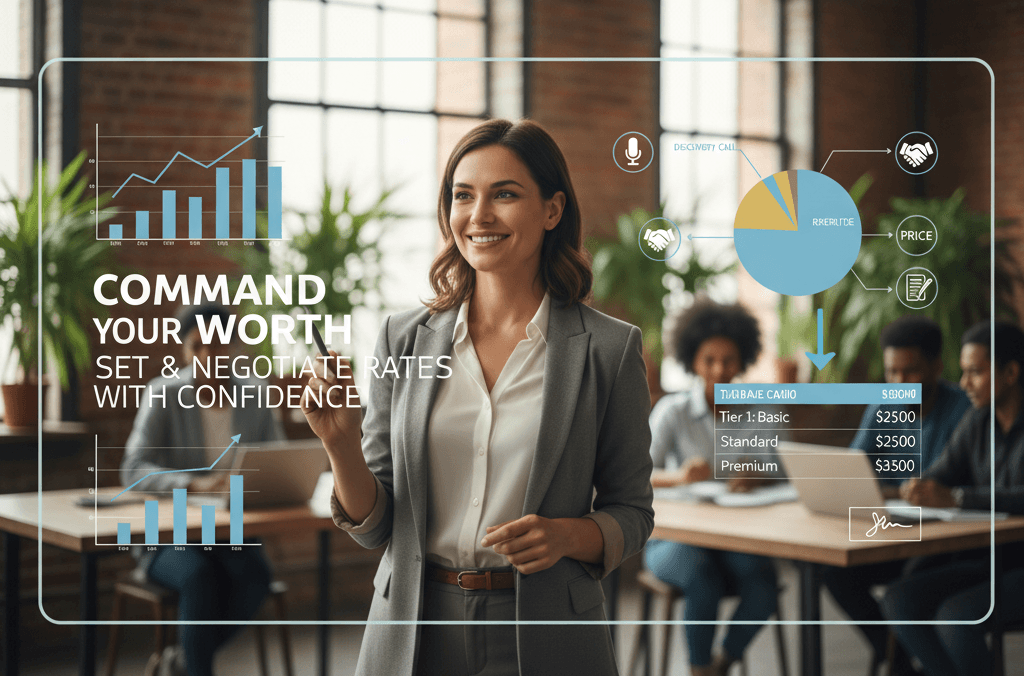 Freelancer confidently setting rates