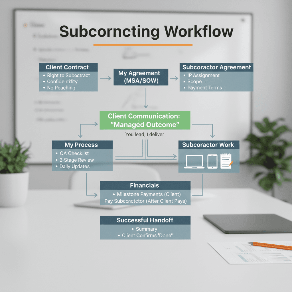 Freelancer subcontracting workflow checklist for outsourcing client work without losing trust