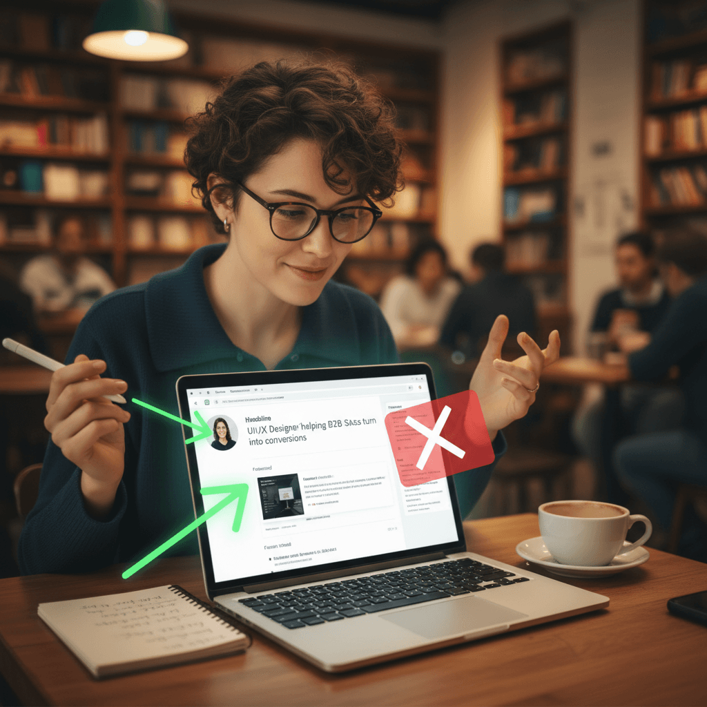 Freelancer fixing their LinkedIn profile to attract clients