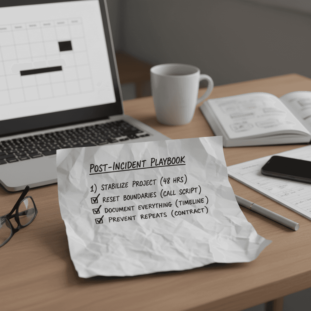 Checklist for what to do after a client relationship goes wrong as a freelancer