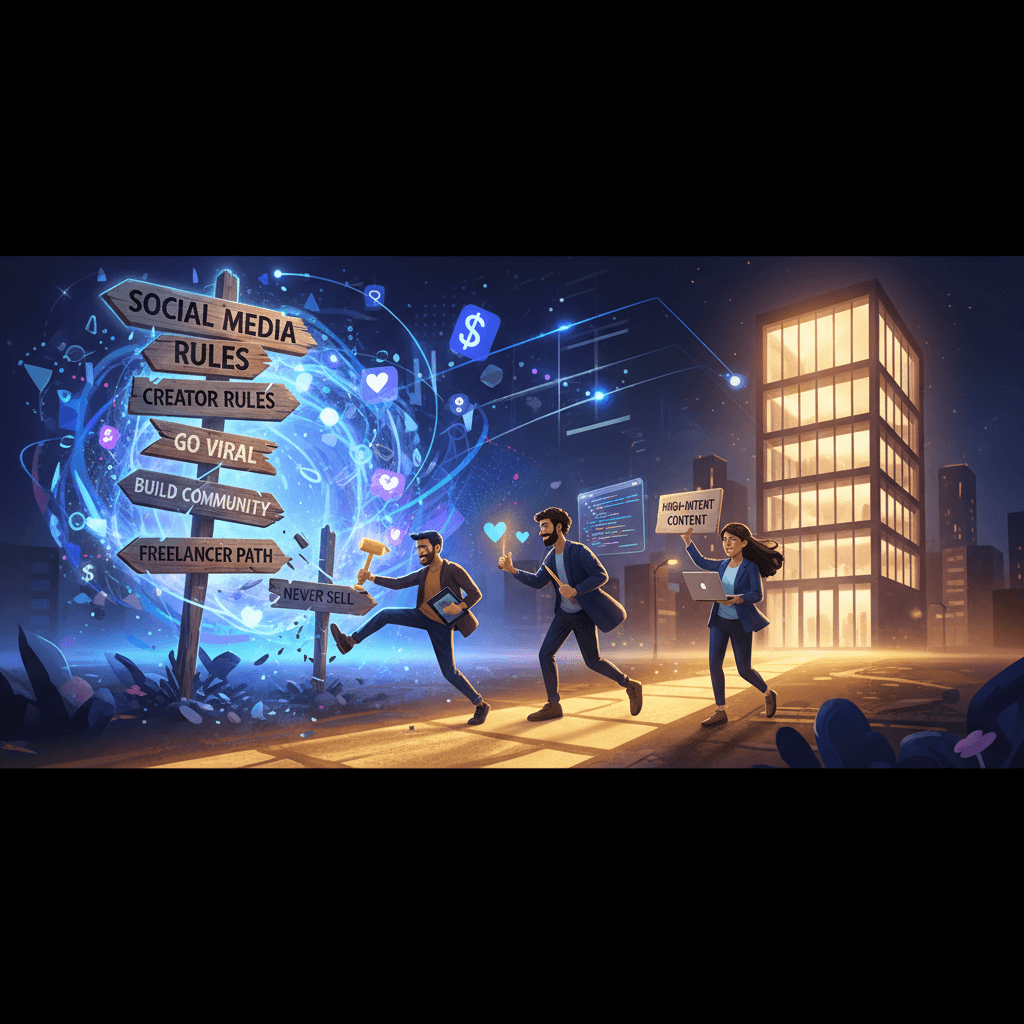 Freelancer breaking common social media rules to win clients and close on calls