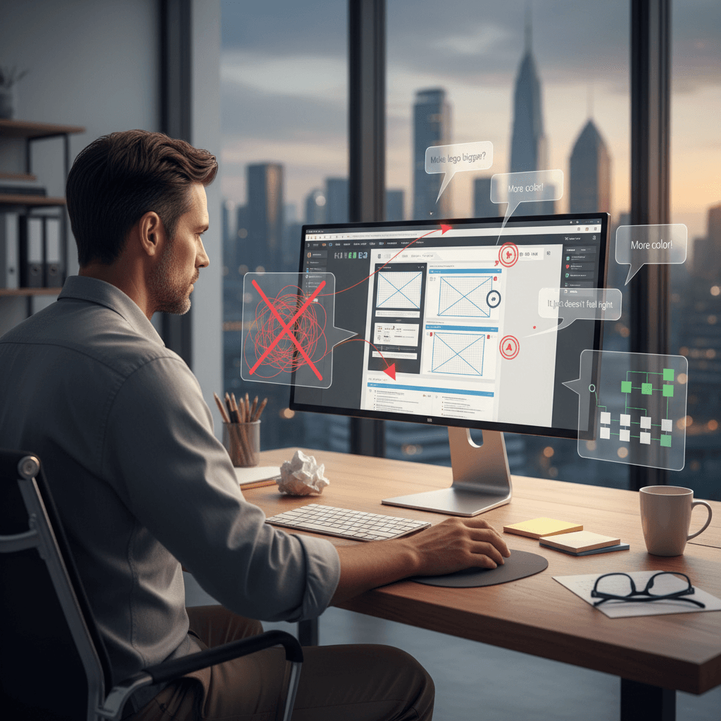 Freelancer reviewing revision requests from a client